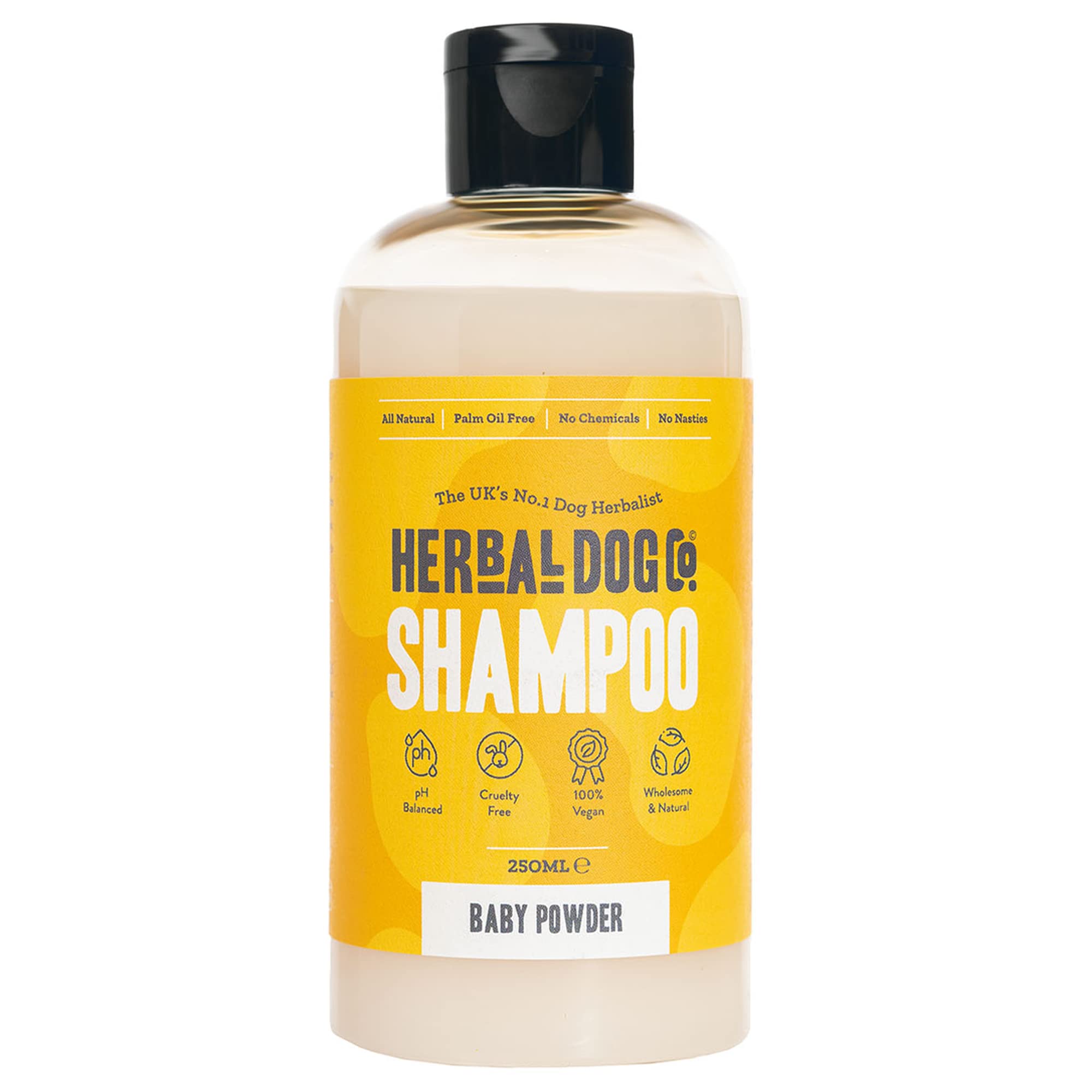 Herbal Dog Co Natural Dog Shampoo - Baby Powder, 250ml - Hypoallergenic Dog Wash for Dog Grooming - Cruelty Free, Vegan, Made in UK