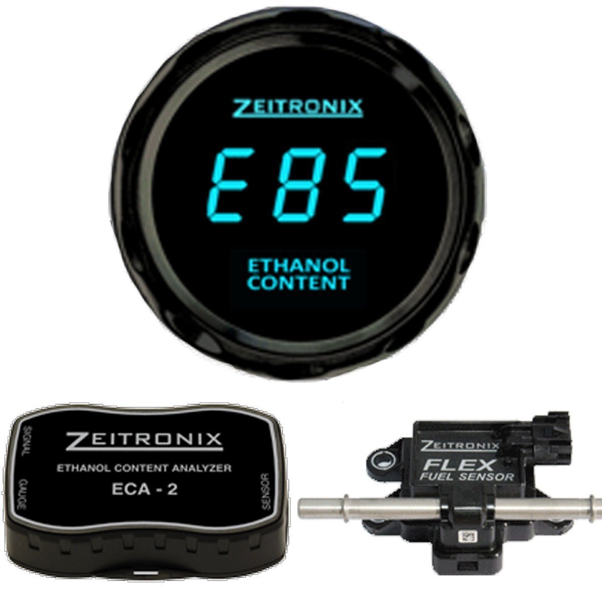 Gauges Zeitronix ECA2 Ethanol E Content Analyzer Kit with Blue