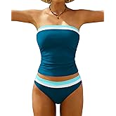 Jolefille Tankini Swimsuits for Women Two Piece Strapless Bandeau Bathing Suits Tops Full Coverage Modest Swim Suits 2026