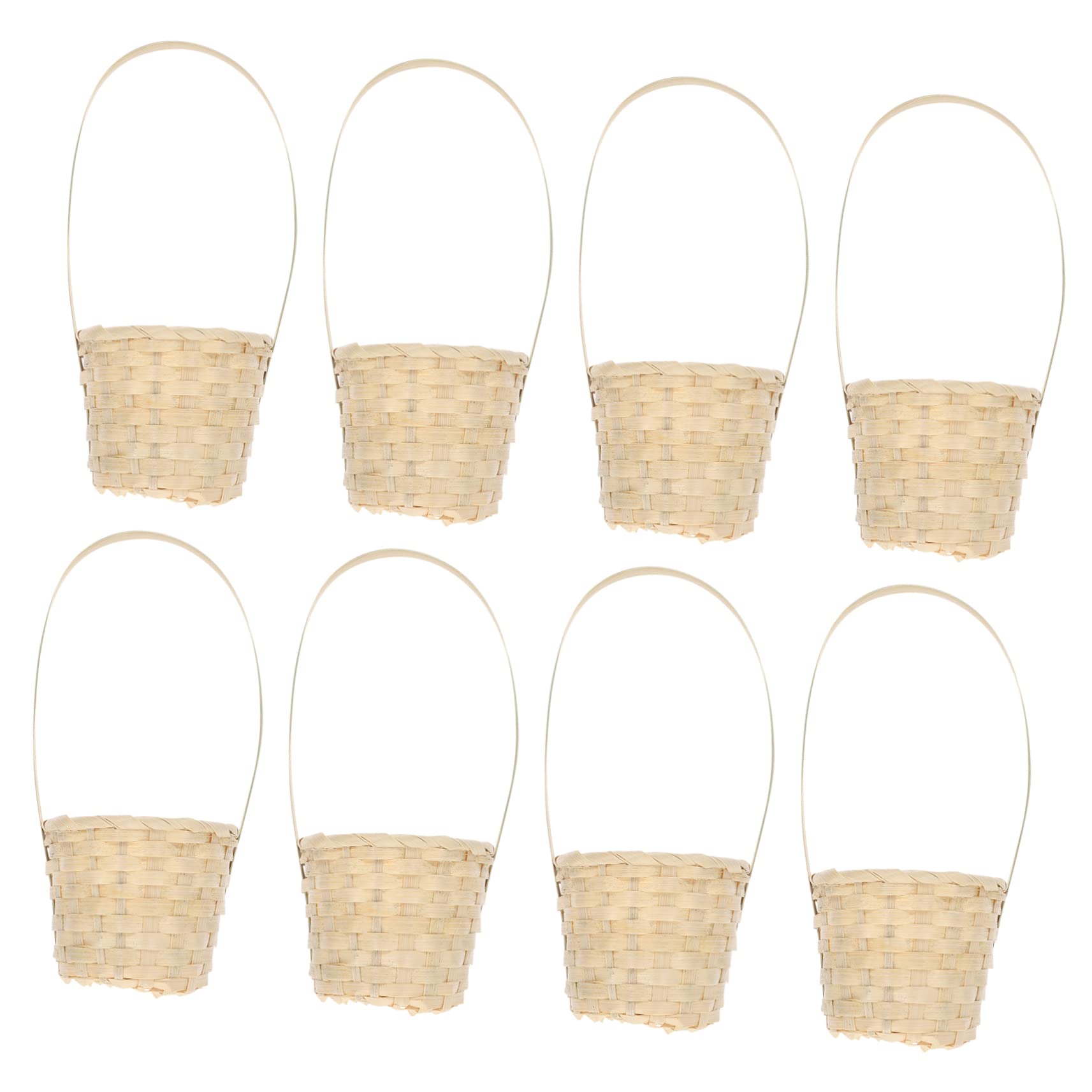 8pcs Handmade Bamboo Woven Basket Portable Vegetable and Fruit Storage Baskets for Outdoor Use Rural Style Decor for Home and Parties