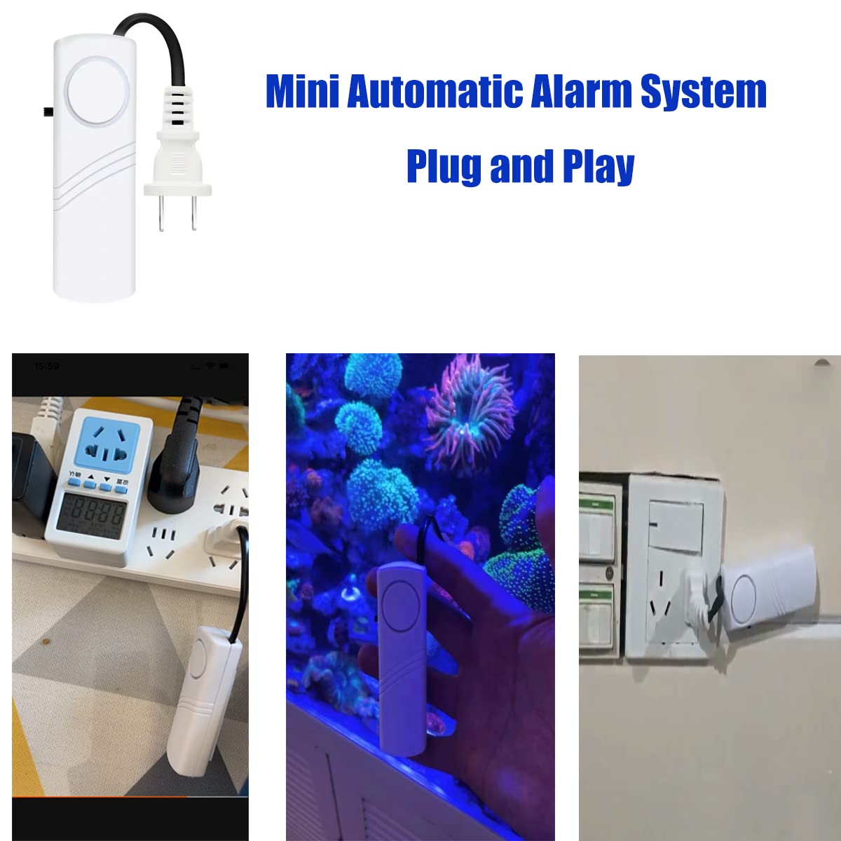Power Failure Alarm, Automatic Power Cut Alert - 80db LED Indicator Siren, 2x AAA Battery (Not Included)