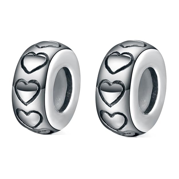 GW 2PCS 925 Sterling Silber Gummi Spacer Stopper Bead Charm für Pandora Armbänder