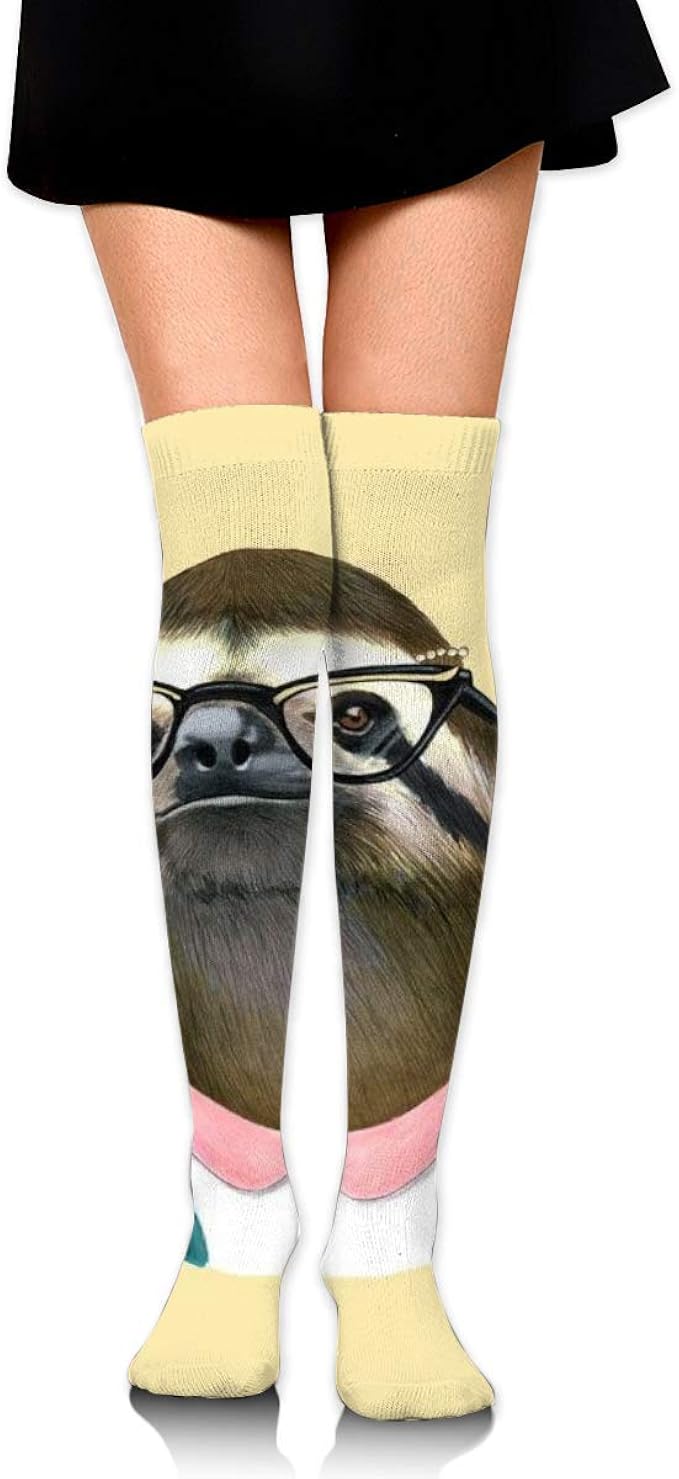 女性の贅沢な圧縮綿カラフルなクールな楽しい膝の上の靴下おかしい怠惰な着用スーツ着用メガネデザインパターン ソックス 通販 Amazon