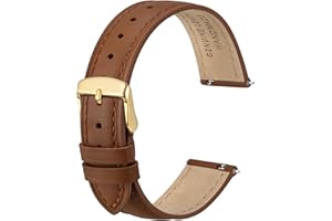 Anbeer Flat Thin Elegant Genuine Leather Watch Strap,Quick Release Replacement Watch Band for Women,Band Size 12mm 14mm 16mm 18mm 20mm 22mm for Choose