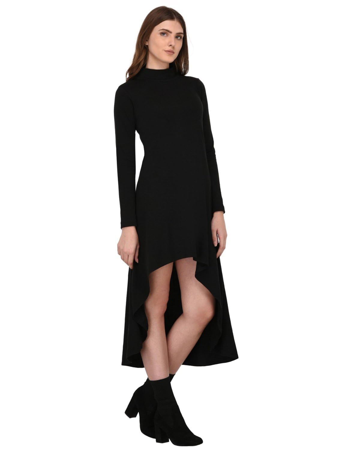 rigo black high low dress for women