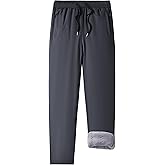 Purthet Mens Winter Sweatpants with Thick Fleece Lining Thermal Lined Pants with Zipper Pockets