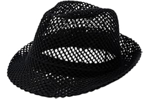 Unisex Summer Panama Hat Breathable Mesh Design Cotton-Polyester Material Compact Brim Jazz Cap Fedora for Outdoor