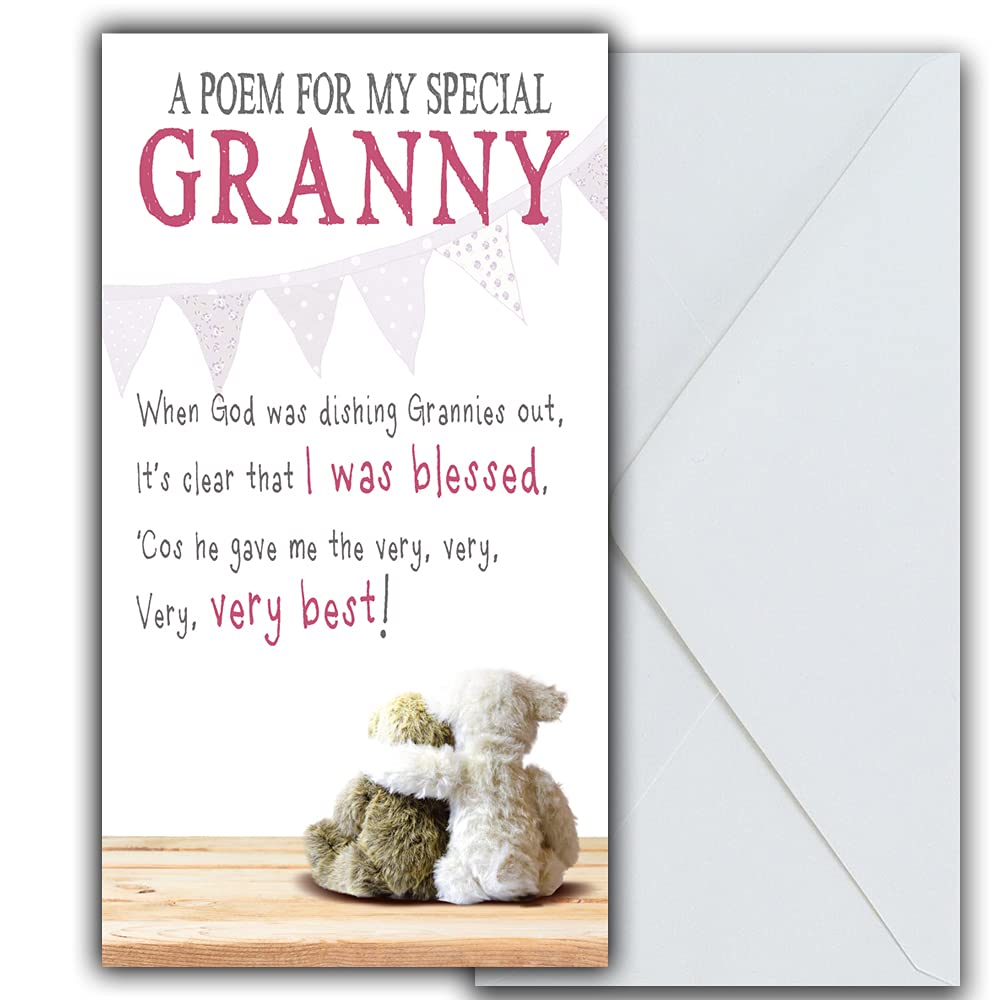 Snuggly Bumpkins Blessed Granny Birthday Card, Birthday Card for Granny, "It’s Clear That I was Blessed!"… Two Teddies, Multi-Coloured