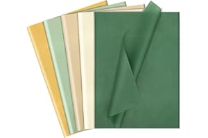 WORIC 120 Sheets Green Tissue Paper for Gift Bags, Assorted Green Gold Gift Tissue Paper Bulk for Art Crafts Packaging Gifts Wrapping Christmas Baby Shower Wedding Birthday Decorations, 14 x 20 Inch