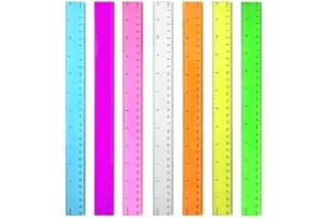 7 Pack 12 Inch Transparent Colorful Ruler Set,Kids Ruler for School,Transparent Assorted Color with Centimeters and Inches,Co