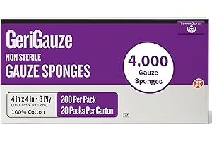 TENDERGENTLE 4x4 Gauze Pads 100% Cotton - Case of 4000 Non Sterile Gauze Pads for Medical Facilities, Wound Care, and First Aid - Woven 8 Ply