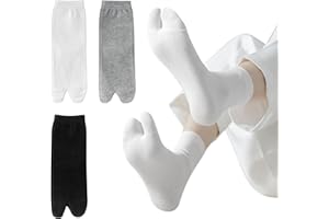 FIYIGO 3 Pairs Tabi Socks for Women, Split Two Toe Tabi Flip Flop Socks Soft Cotton Elastic Japanese Sandal Slipper