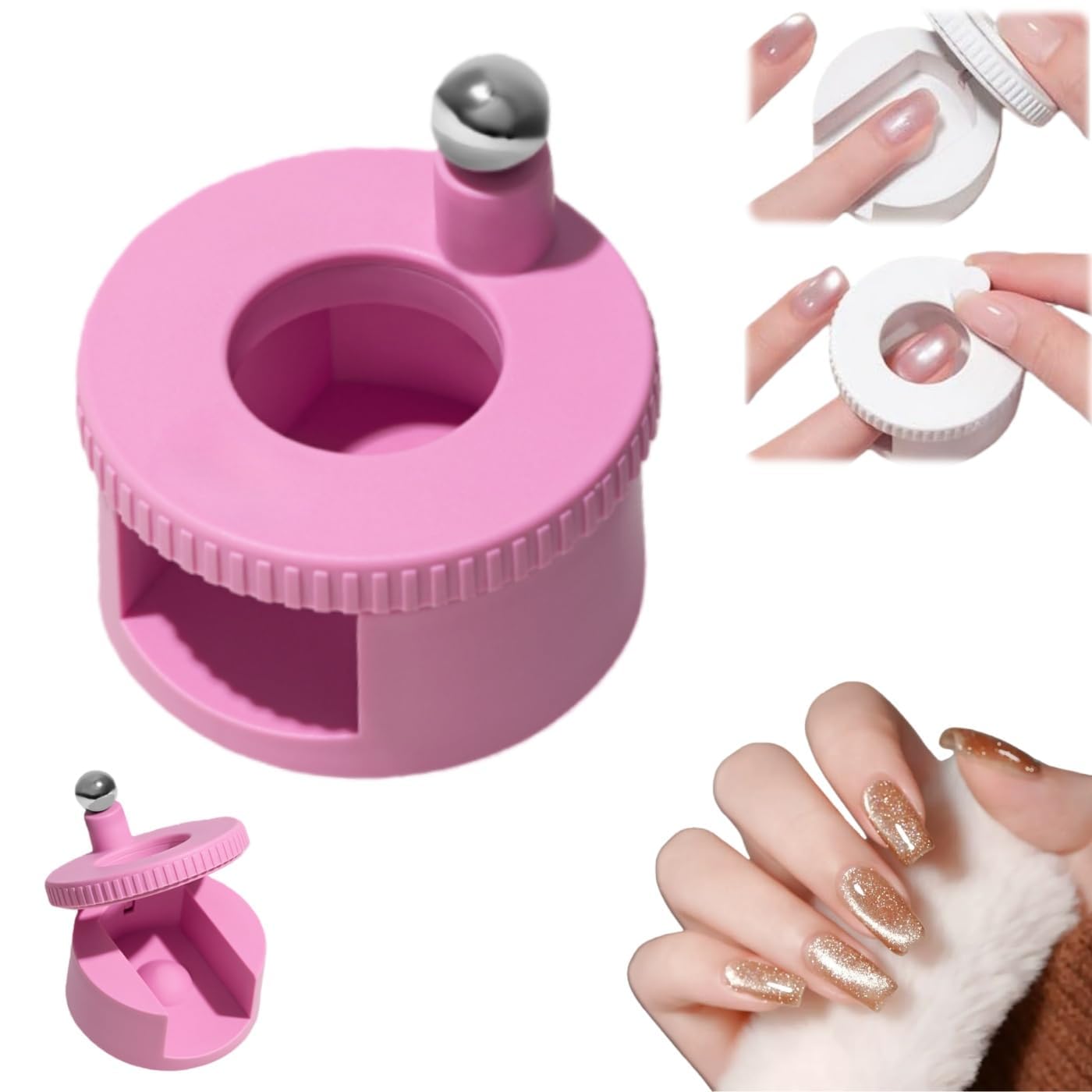 Photo 1 of 2026 New Rotating Cat Eye Magnet, Uniform Magnetic Force and Excellent Light Absorption, Automatic Glass Bead Suction Of Cat Eye Nail, Beginner Friendly Nail Tool, Creating Wide Cat Eye Effect (Pink)