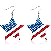 4th of July Earrings for Women - Red White Blue American Flag Earrings, Patriotic Fourth of July Accessories