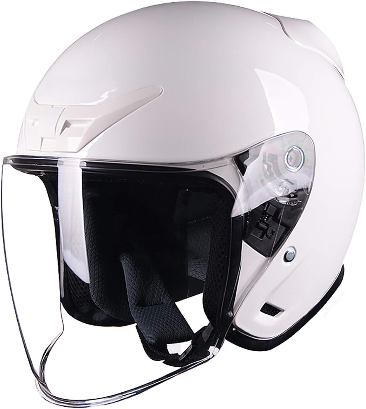 Foot Care Helmet Motorcycle Half Helmet Open Face Helmet Sun Visor Quick Release Buckle DOT + ECE Approved Retro Open Face Motorcycle Helmet A,M(57~58cm)