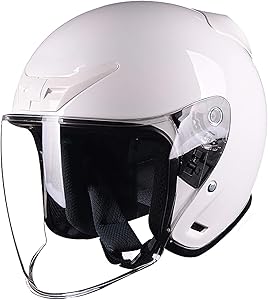 Foot Care Helmet Motorcycle Half Helmet Open Face Helmet Sun Visor Quick Release Buckle DOT + ECE Approved Retro Open Face Motorcycle Helmet A,M(57~58cm)