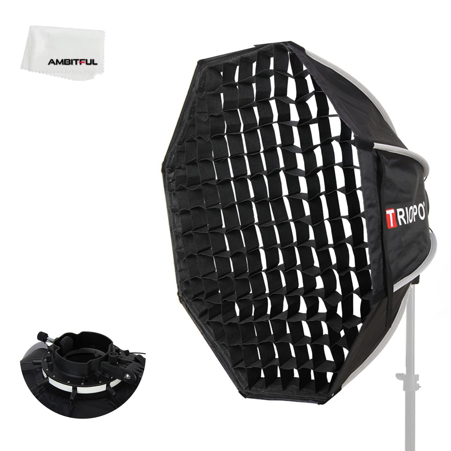 KX65 25.6 inch/65 cm Portable Octagon Softbox Reflector with Honeycomb Grid Compatible with Godox V1 AD200 AD200Pro AD100PRO Round Head Speedlight