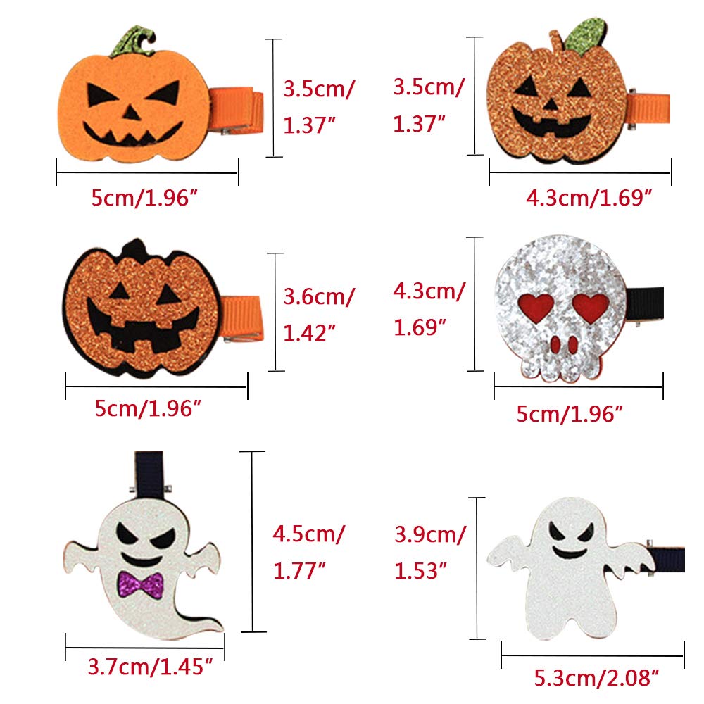 Domibaby 6pcs Niños Creativos de Halloween Horquilla Smiley Calabaza Fantasma Blanco Lindo Horror Accesorios Para El cabello Tocado Bola Vestir Carnaval Fiesta de Cumpleaños Suministros Para Fiestas