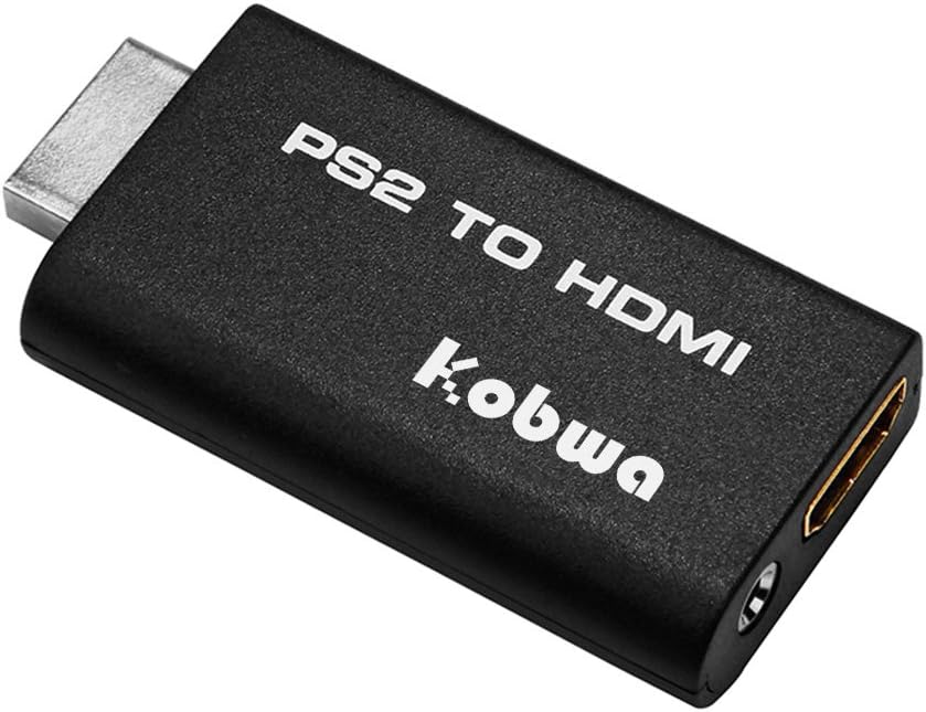 KOBWA Video Converter PS2 to HDMI Converter with 3.5mm Audio Output for HDTV HDMI Monitor