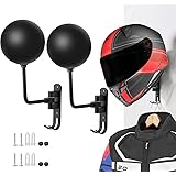 SANGMO 180° Motorcycle Helmet Rack, Rotation Metal Helmet Holder Wall Mounted Helmet Rack Motorcycle with 2 Hooks Helmet Hang