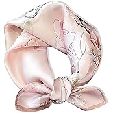 Weximil 100% Mulberry Silk Neck Scarf - 21'' x 21'' Lightweight Neckerchief - Women Men Small Square Digital Printed Scarves