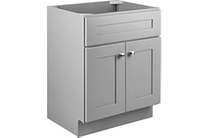 Design House 587063 Bath Modern Unassembled 2-Door Shaker Bathroom Vanity Cabinet Only, 24 x 18,Grey