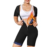 Everfion Sauna Suit for Women Full Body Waist Trainer Short Sleeve Sweat Suit with Shorts Full Body Shaper