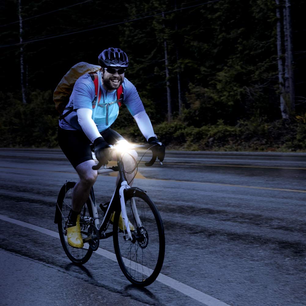 Lypulight luz Bicicleta, Luz Delantera de Bicicleta Recargable USB, luz de Ciclismo con Soporte para teléfono, Banco de alimentación de Carga USB y bocina de Alto decibelio (Cable USB Incluido)