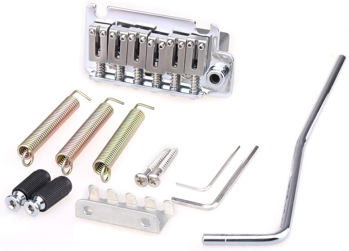 Musiclily Pro 52.5mm 2 Point Tremolo Bridge Steel Saddles Steel Block for American Strat Style Electric Guitar Chrome