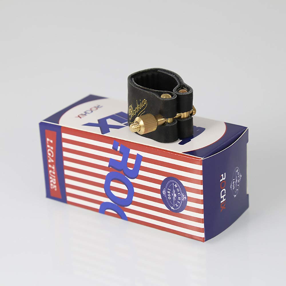 Genuine Leather Ligature and Plastic Cap for Soprano Saxophone Sax