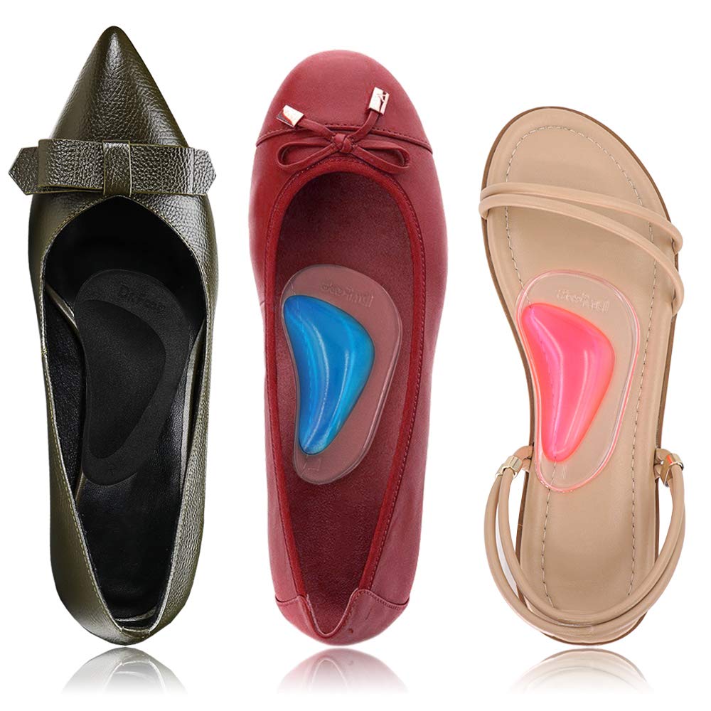 Dr. Foot\'s Arch Support Shoe Inserts for Flat Feet, Plantar Fasciitis, Adhesive Arch Pads for Relieve Pain for Women & Men (5 Colors)