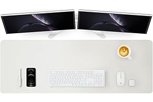 HOMIEAZICOZI Large Desk Mat - 47.2"x 17" Non-Slip PU Desk Pad for Office and Home - Ideal for Large Mouse Pad and Desk Mats on Top of Desks(White)