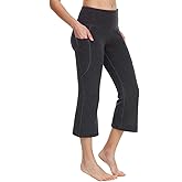 baleaf Women Flare Capri Leggings with Pockets Yoga Pants Bootcut Casual Cotton Work Summer Lounge