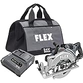 FLEX 24V Brushless Cordless 7-1/4-Inch Rear Handle Circular Saw Kit with 10.0Ah Stacked Lithium Battery and 280W Rapid Charger - FX2141R-1J