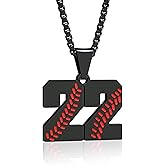 Suweibuke Inspiration Baseball Necklace - Stainless Steel Baseball Chain Number Pendant - Boys & Girls Gift