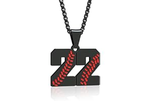Suweibuke Inspiration Baseball Necklaces Baseball Jersey Number 0-99 Necklace Stainless Steel Baseball Chain Number Pendant Necklace Baseball Team Jewelry Gift for Boys girls