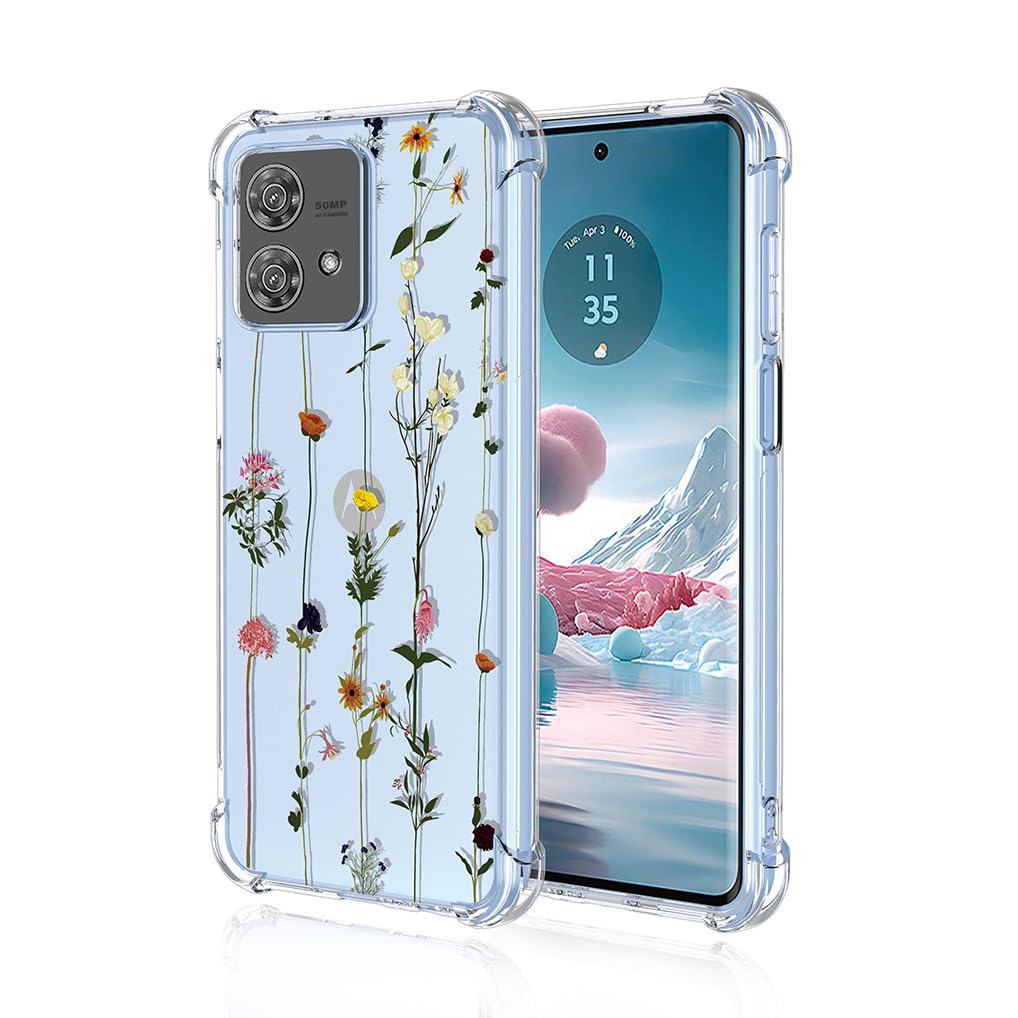 SEAHAI Case for Motorola Edge 40 Neo, Ultra Thin Soft Silicone Clear Back TPU Bumper Shockproof Cover Fashion Flowers Graphic Colorful Skin Slim Case - Flowering period