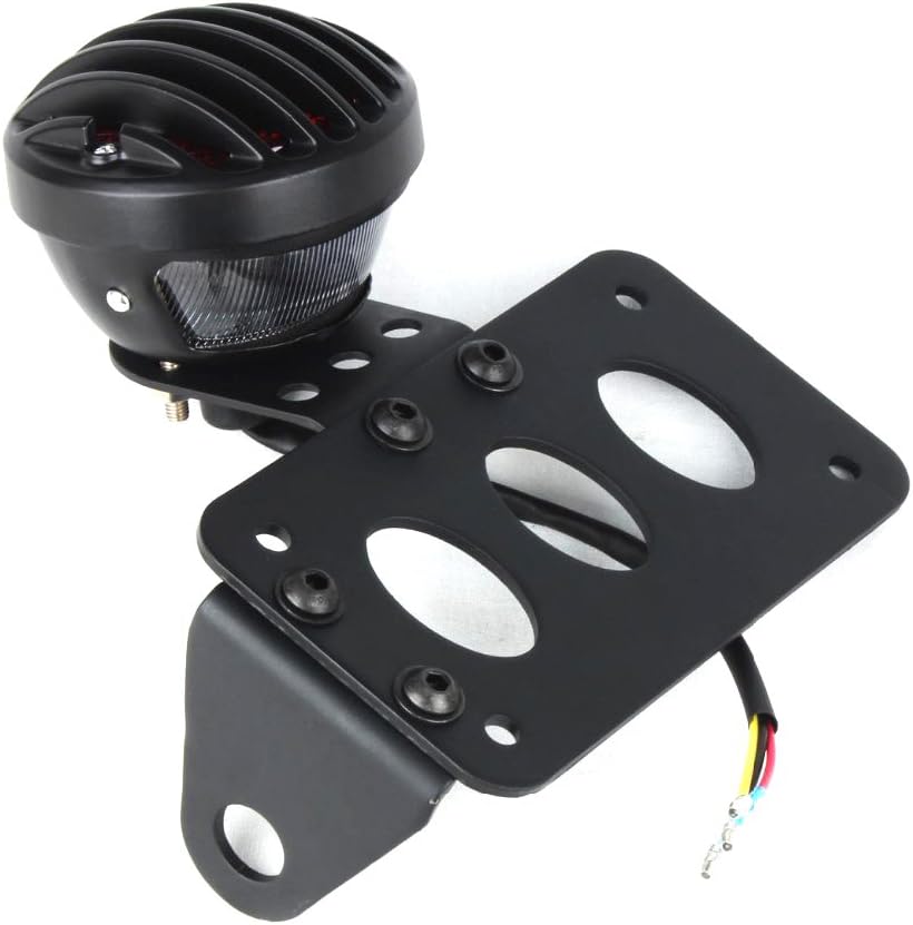 KATUR Black Motorcycle Side Mount Tail Light Brake License Plate Bracket Taillight for S uzuki Y amaha H arley B obber C hopper - Image 4