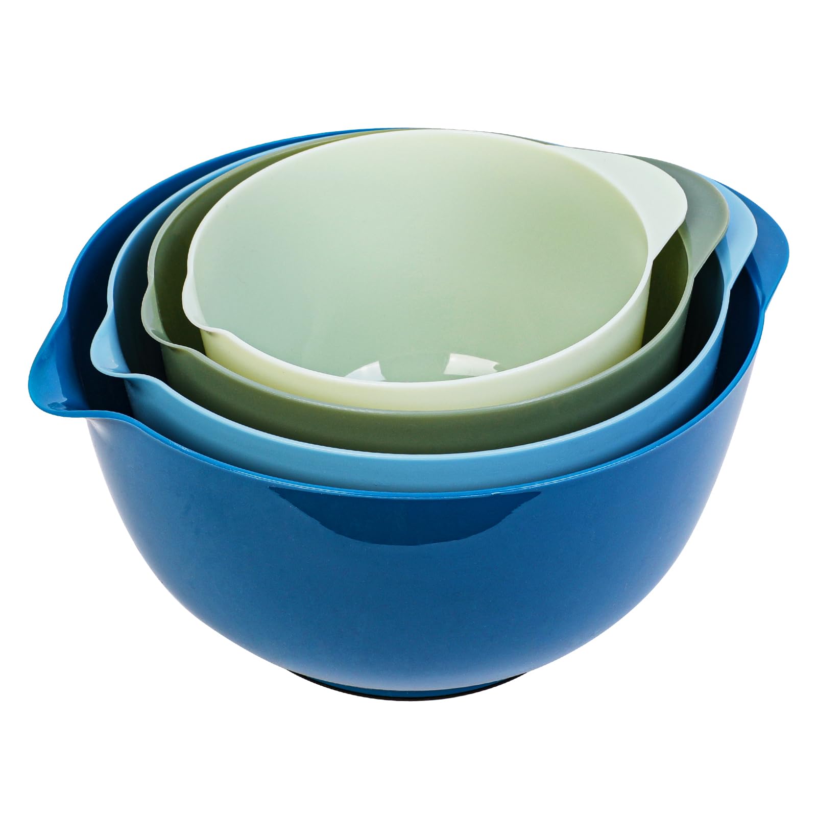BoxedHome Rührschüssel-Set Aus Kunststoff – 4-teilig (1,7 Bis 4,5 Liter), BPA-frei, Spülmaschinenfest, Salbei-Farbe