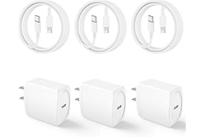 MITESBONY 20W USB C Fast Charger 10 FT [MFi Certified] Compatible with iPhone 14 13 12 11 XS XR X 8 iPad, 3 Pack PD Wall Charger Block with 10FT Long Type C Lightning Cable (White)
