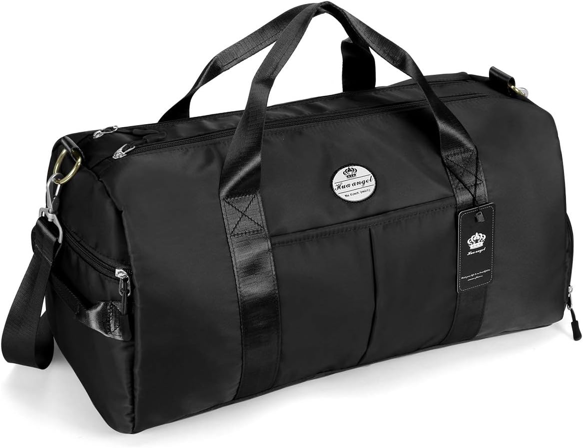 HUA ANGEL Travel Duffel Bag-Unisex Fitness Gym Bag Portable Sports Swim Travel Yoga Tote Bag with Shoes Compartment & Wet Pocket