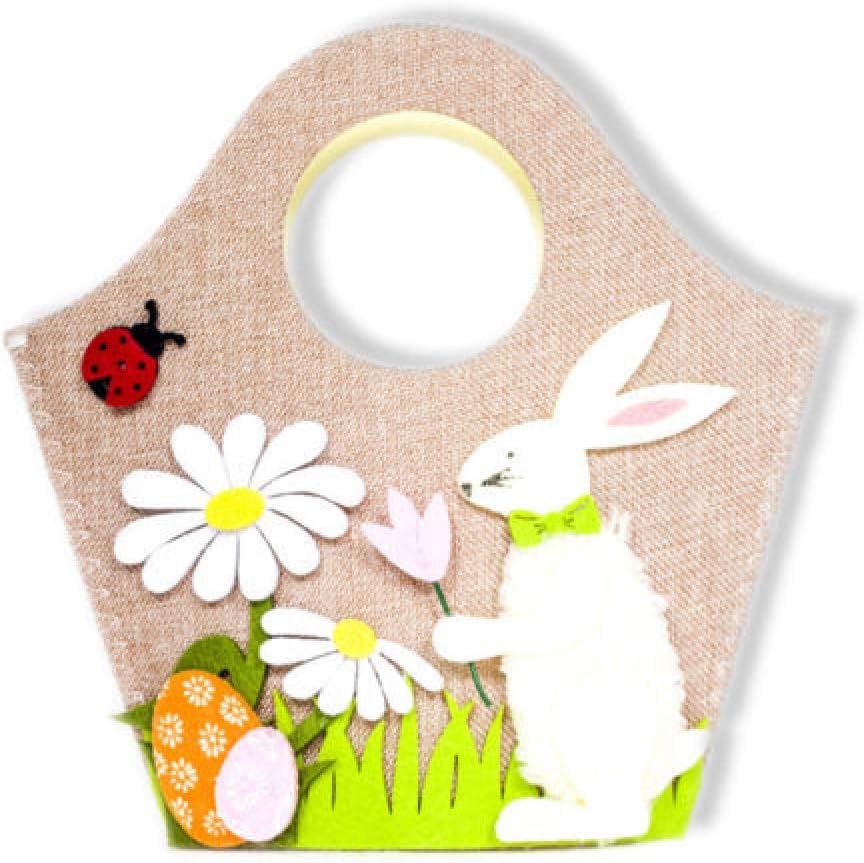 SHOUTIBAOBAO Canvas Tote Bag,Cute Girl Easter Bunny Canvas Holiday Tote Satchel Celebration Gift Rabbit Floral Casual Recyclable Shopping Bags