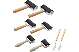 8 Pack Rubber Roller - Brayer Rollers with 3 Size for Crafting Brayer Rollers for Printmaking Brayer Tool Paint Brush Ink Applicator Art Craft Oil Painting Tool 2.4 in,4 in,5.91 in (8 Pack) HRJZF