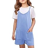 Tongmingyun Girls Summer Sleeveless Casual Romper Spaghetti Strap Shorts Jumpsuit with Pockets