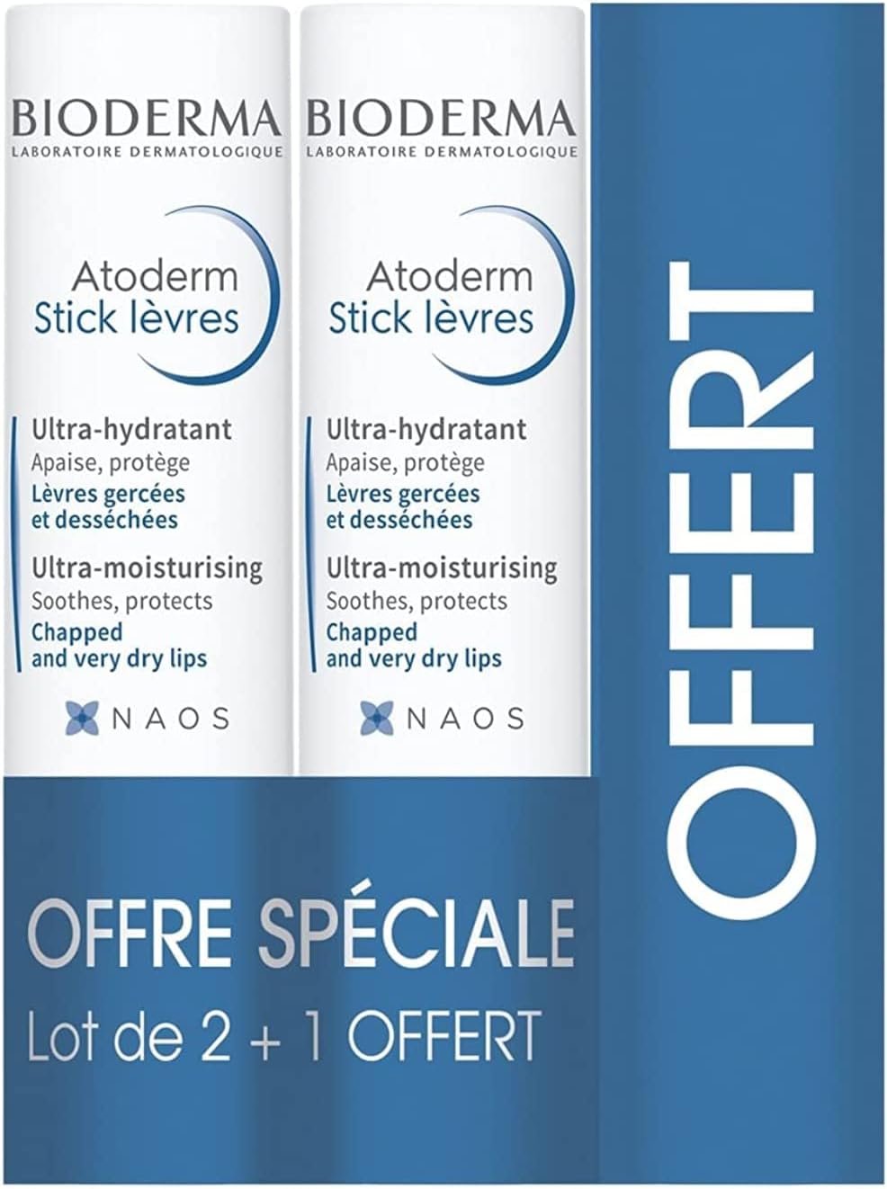Bioderma Atoderm Lips Moisturising Stick 3 Pack Hydration Balm Repair
