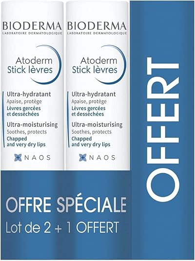 Bioderma Atoderm Lips Moisturising Stick 3 Pack Hydration Balm Repair