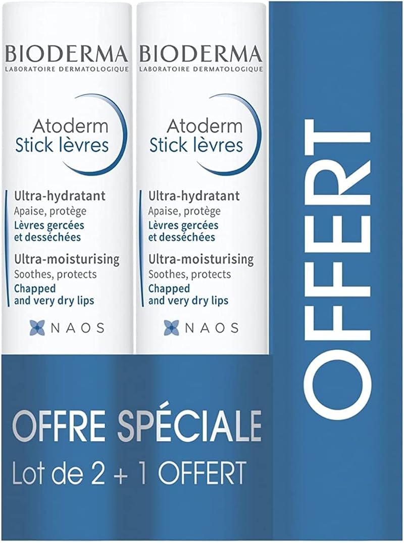 Bioderma Atoderm Lips Moisturising Stick 3 Pack Hydration Balm Repair
