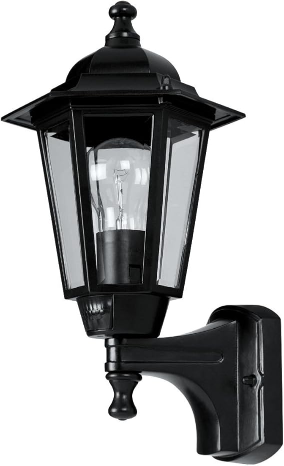 60W Black 6Panel Coach Lantern Outdoor Wall Light PIR Amazon.co.uk