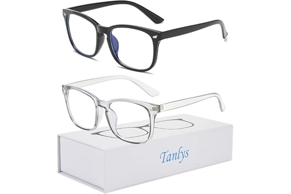 Tanlys 2 Pack Blue Light Blocking Glasses for Computer Eye Strain [Dry Eye & Sour Eye], Anti Bluelight Glasses Men Women