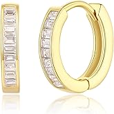 GLOQUAT 14K Gold Huggie Earrings for Women Silver Huggie Hoop Earrings Cubic Zirconia Huggie Earrings Stud Earrings Lightweight Dainty Hypoallergenic Earrings Jewelry Gifts